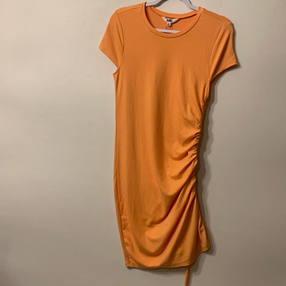 BB Dakota Steve Madden Ruched Sheath Mini  Dress Womens Large |Orange